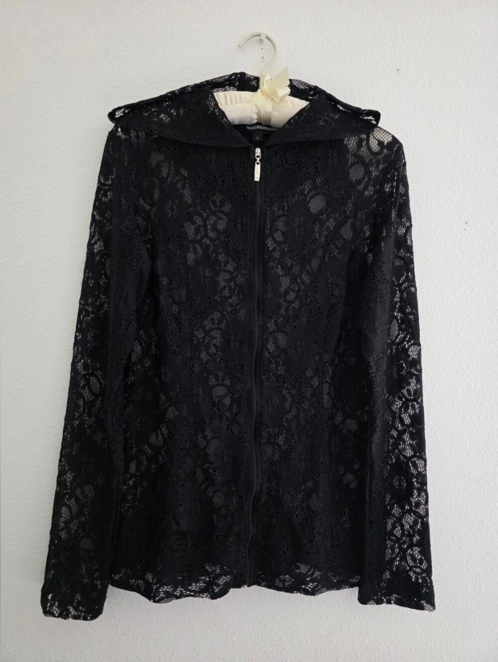Anatomie Women's Bette Hoodie Black Sheer Lace Full Zip Unlined Stretchy  Sz L